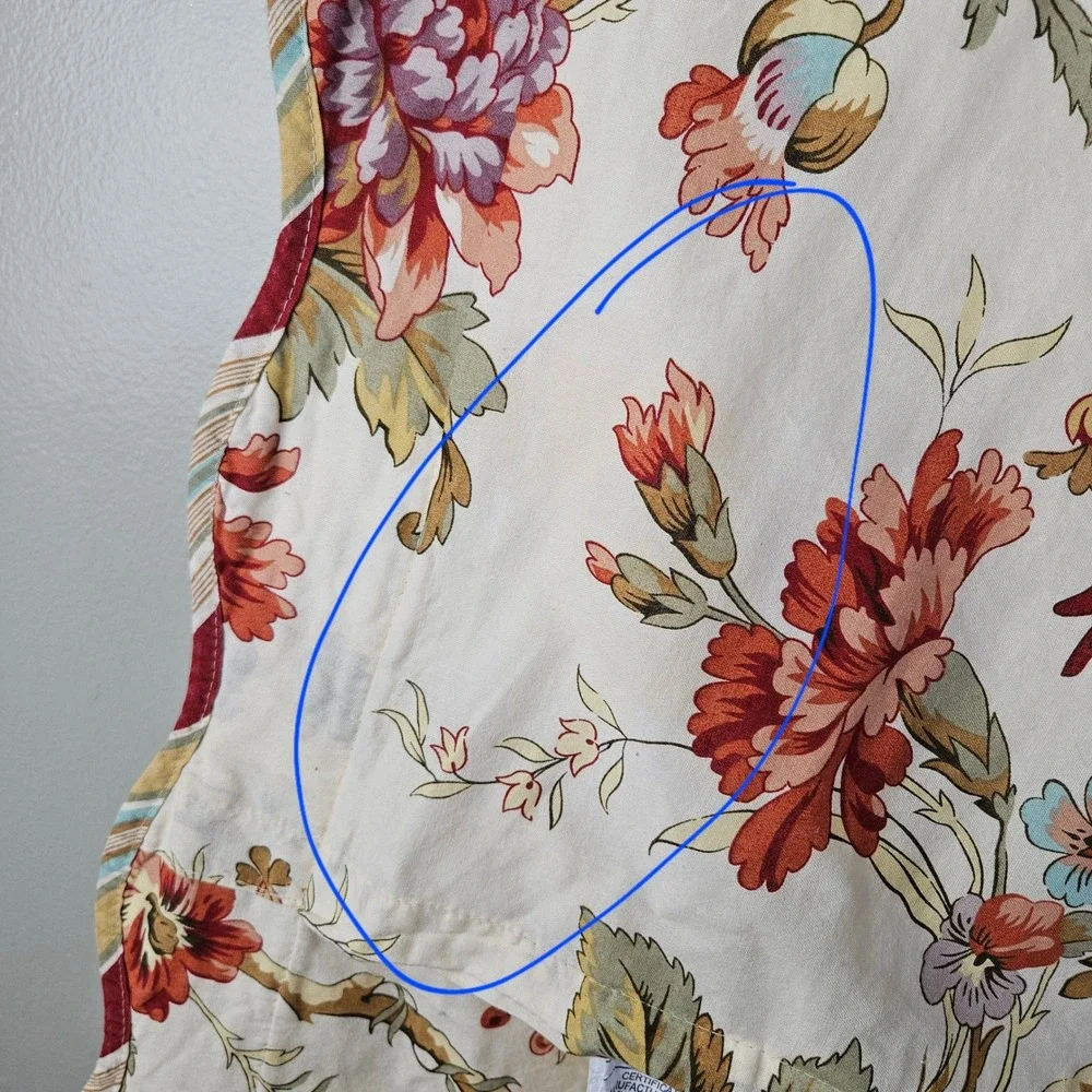Waverly Charleston Chirp King Size Quilted Pillow Sham Ivory Red Birds‎ Floral